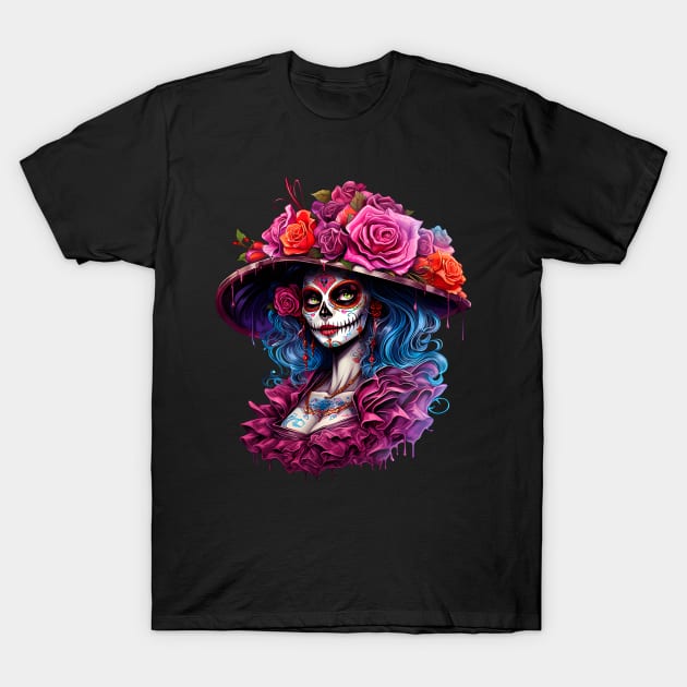 De Los Muertos La Catrina Day of the Dead Sugar Skull Women T-Shirt by PrintLab